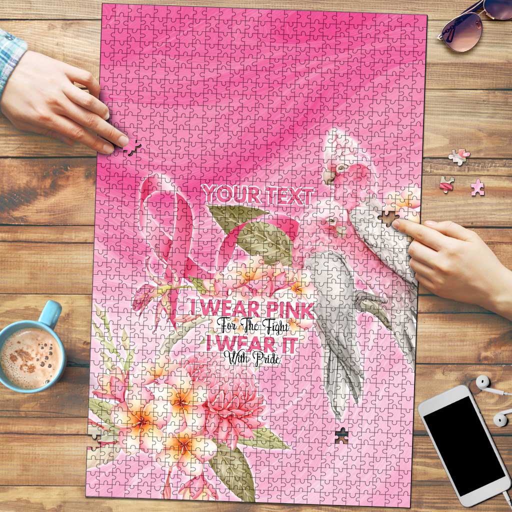 Personalised I Wear Pink For The Fight Puzzle Australian Breast Cancer Spirit - Aussie Hoodie