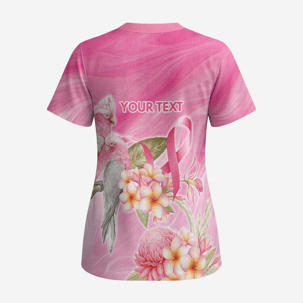 Personalised I Wear Pink For The Fight Scrub Top Australian Breast Cancer Spirit - Aussie Hoodie