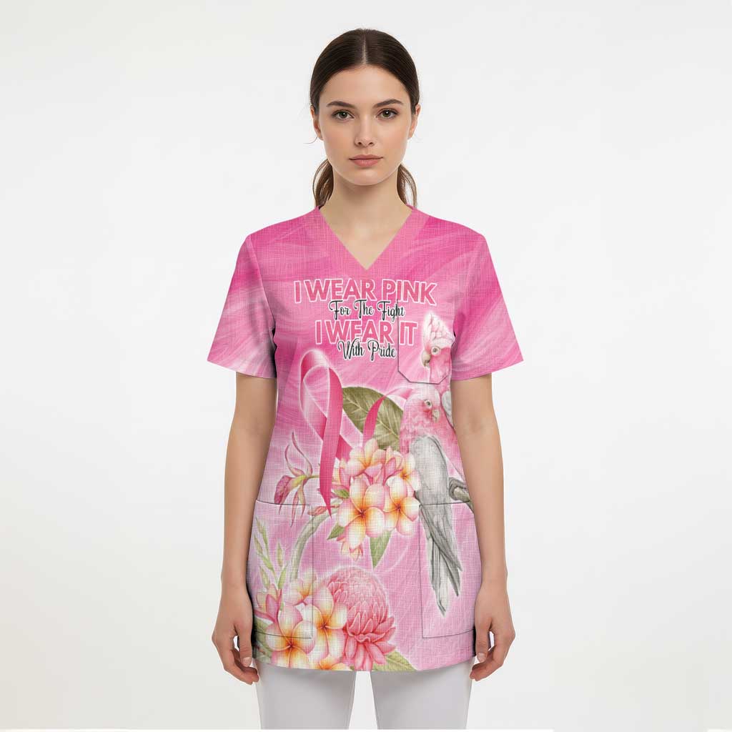 Personalised I Wear Pink For The Fight Scrub Top Australian Breast Cancer Spirit - Aussie Hoodie