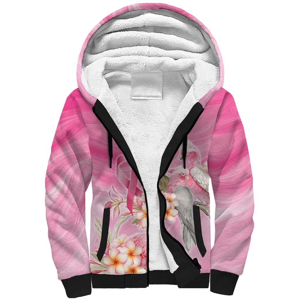 Personalised I Wear Pink For The Fight Sherpa Hoodie Australian Breast Cancer Spirit - Aussie Hoodie