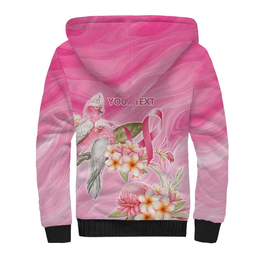 Personalised I Wear Pink For The Fight Sherpa Hoodie Australian Breast Cancer Spirit - Aussie Hoodie