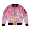 Personalised I Wear Pink For The Fight Sleeve Zip Bomber Jacket Australian Breast Cancer Spirit - Aussie Hoodie