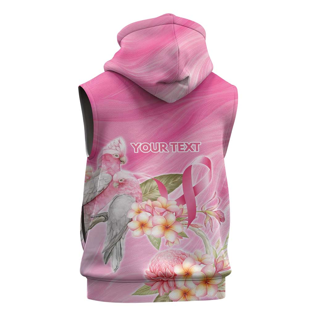Personalised I Wear Pink For The Fight Sleeveless Hoodie Australian Breast Cancer Spirit - Aussie Hoodie