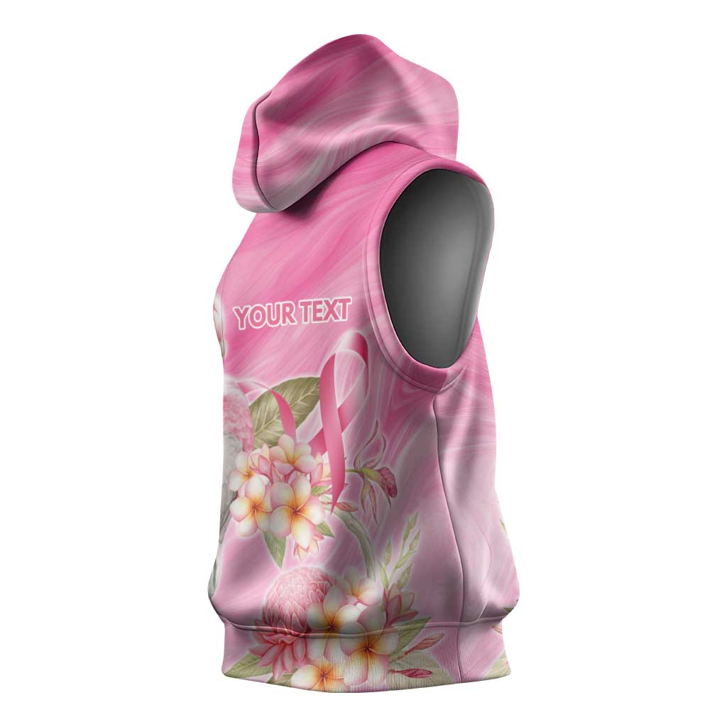 Personalised I Wear Pink For The Fight Sleeveless Hoodie Australian Breast Cancer Spirit - Aussie Hoodie