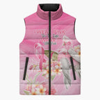 Personalised I Wear Pink For The Fight Sleeveless Puffer Jacket Australian Breast Cancer Spirit - Aussie Hoodie