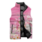 Personalised I Wear Pink For The Fight Sleeveless Puffer Jacket Australian Breast Cancer Spirit - Aussie Hoodie