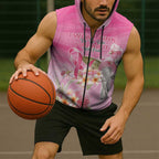 Personalised I Wear Pink For The Fight Sleeveless Zip Hoodie Australian Breast Cancer Spirit LT9