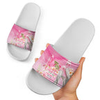 Personalised I Wear Pink For The Fight Slide Sandals Australian Breast Cancer Spirit - Aussie Hoodie