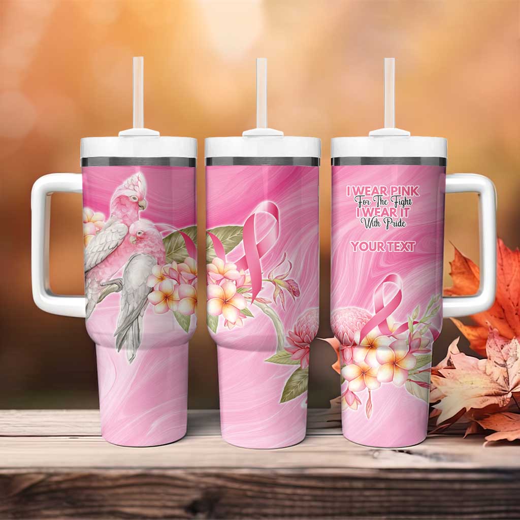 Personalised I Wear Pink For The Fight Tumbler With Handle Australian Breast Cancer Spirit - Aussie Hoodie
