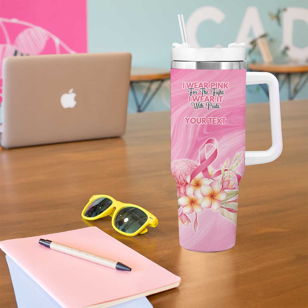 Personalised I Wear Pink For The Fight Tumbler With Handle Australian Breast Cancer Spirit - Aussie Hoodie