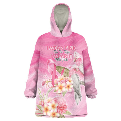 Personalised I Wear Pink For The Fight Wearable Blanket Hoodie Australian Breast Cancer Spirit - Aussie Hoodie