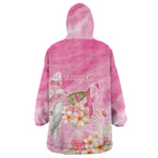 Personalised I Wear Pink For The Fight Wearable Blanket Hoodie Australian Breast Cancer Spirit - Aussie Hoodie