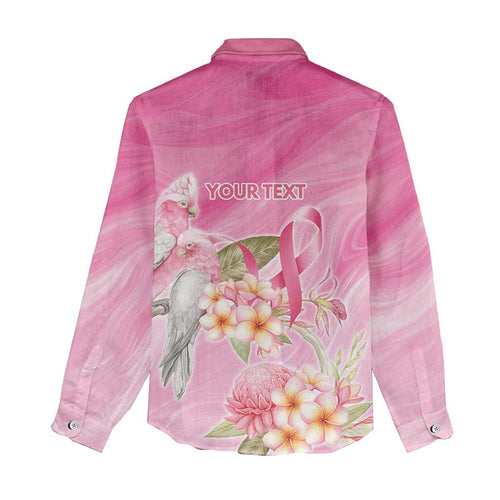 Personalised I Wear Pink For The Fight Women Casual Shirt Australian Breast Cancer Spirit - Aussie Hoodie