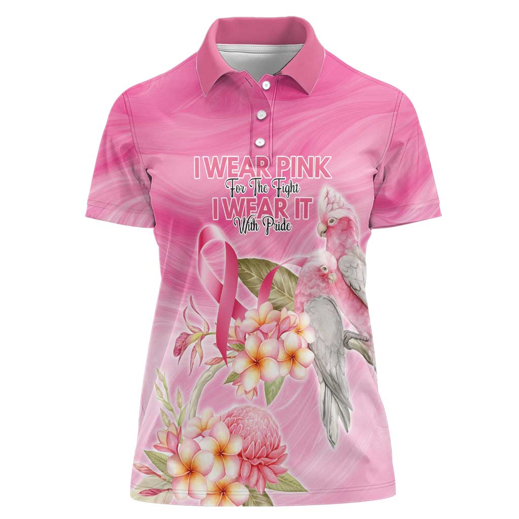 Personalised I Wear Pink For The Fight Women Polo Shirt Australian Breast Cancer Spirit - Aussie Hoodie