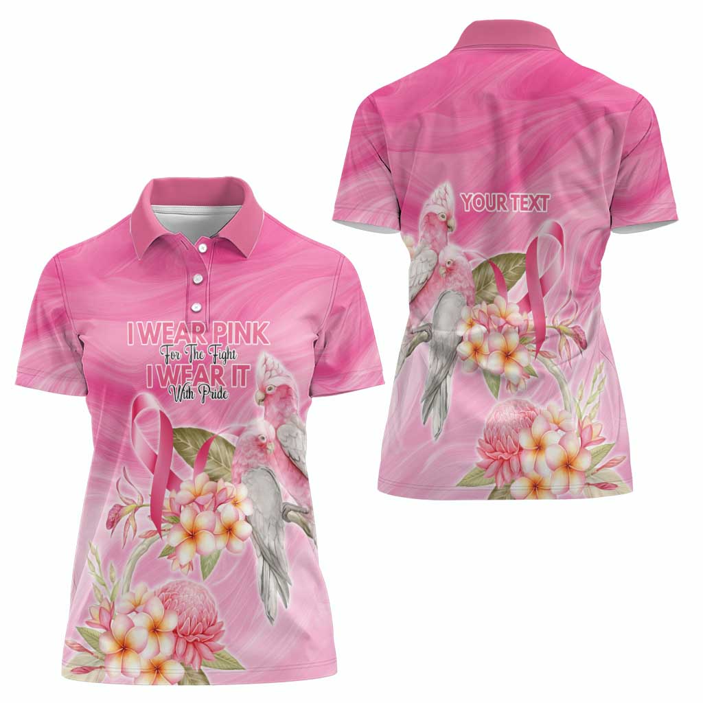 Personalised I Wear Pink For The Fight Women Polo Shirt Australian Breast Cancer Spirit - Aussie Hoodie