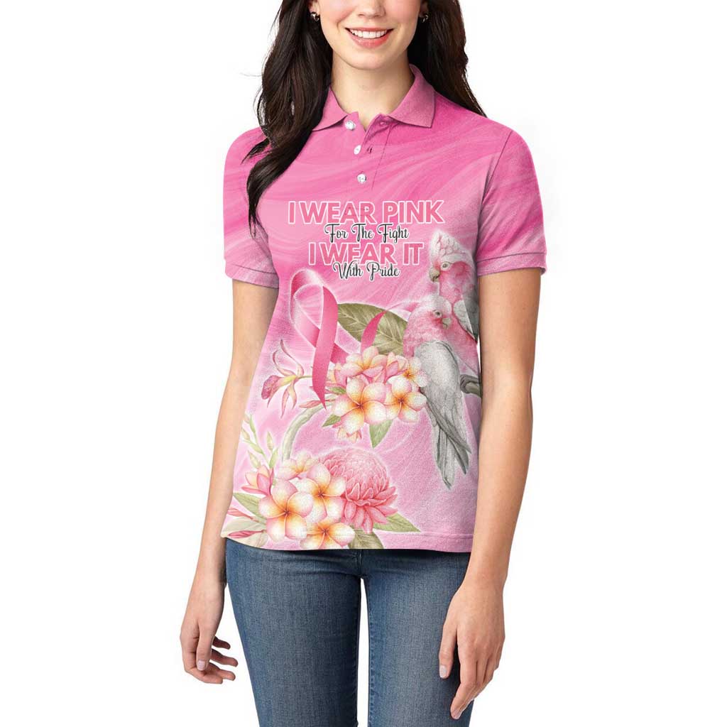 Personalised I Wear Pink For The Fight Women Polo Shirt Australian Breast Cancer Spirit - Aussie Hoodie