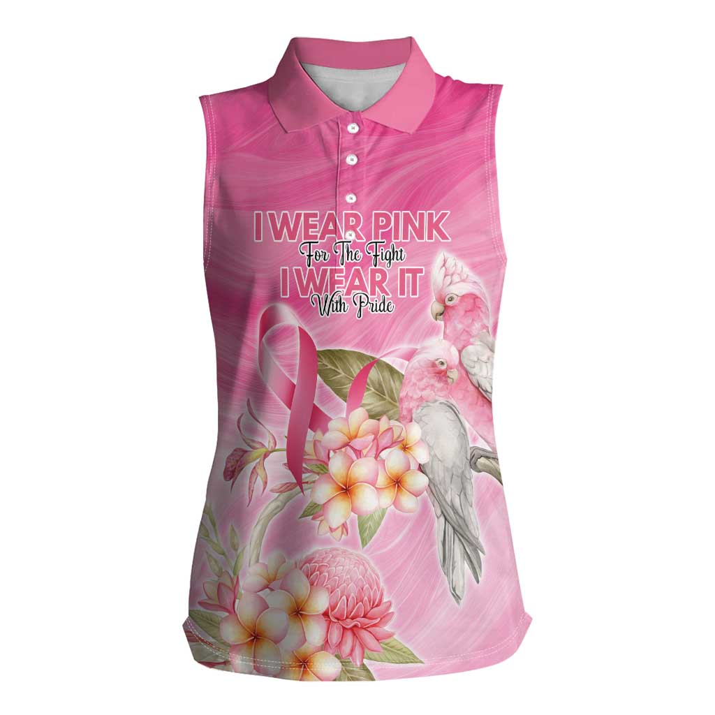 Personalised I Wear Pink For The Fight Women Sleeveless Polo Shirt Australian Breast Cancer Spirit - Aussie Hoodie
