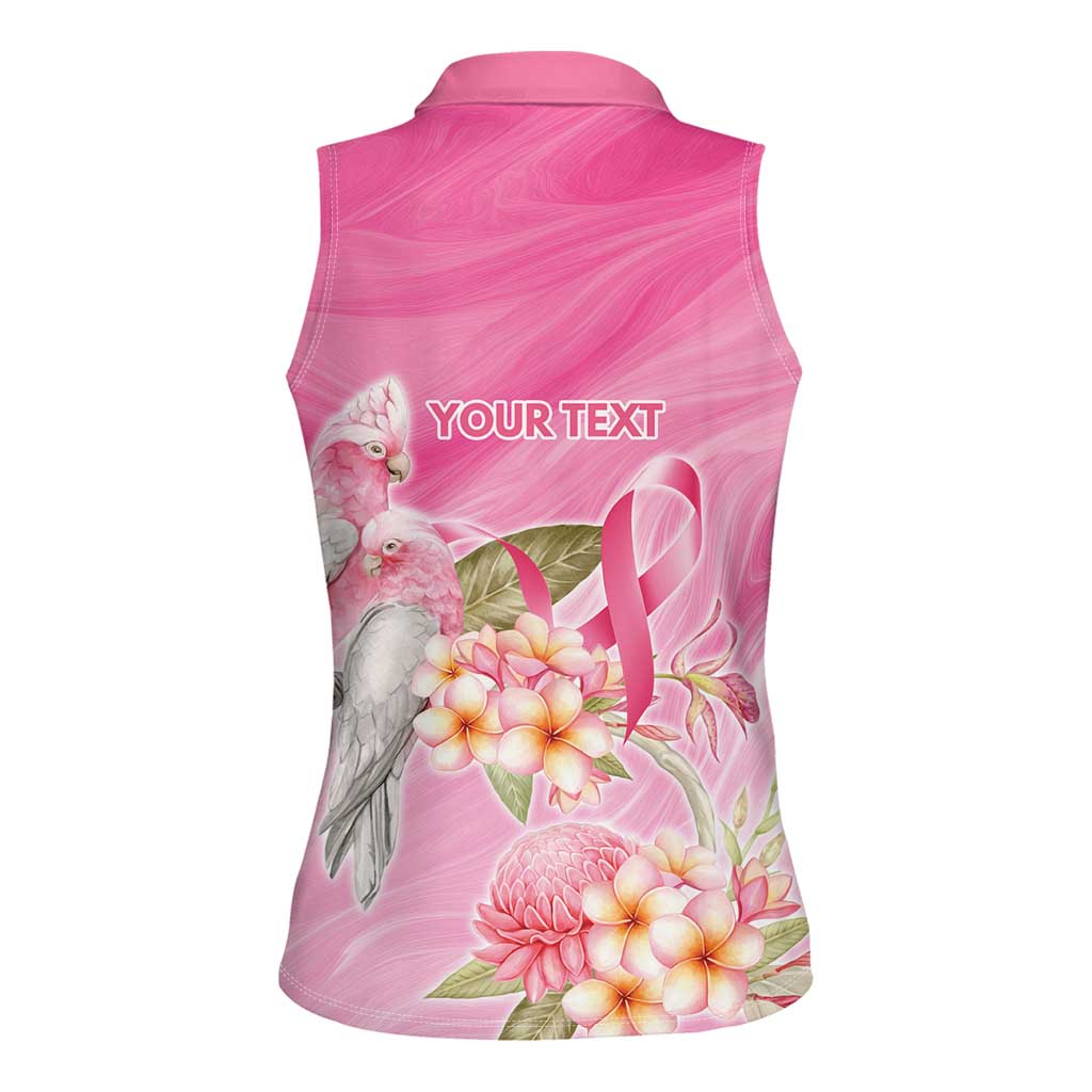Personalised I Wear Pink For The Fight Women Sleeveless Polo Shirt Australian Breast Cancer Spirit - Aussie Hoodie