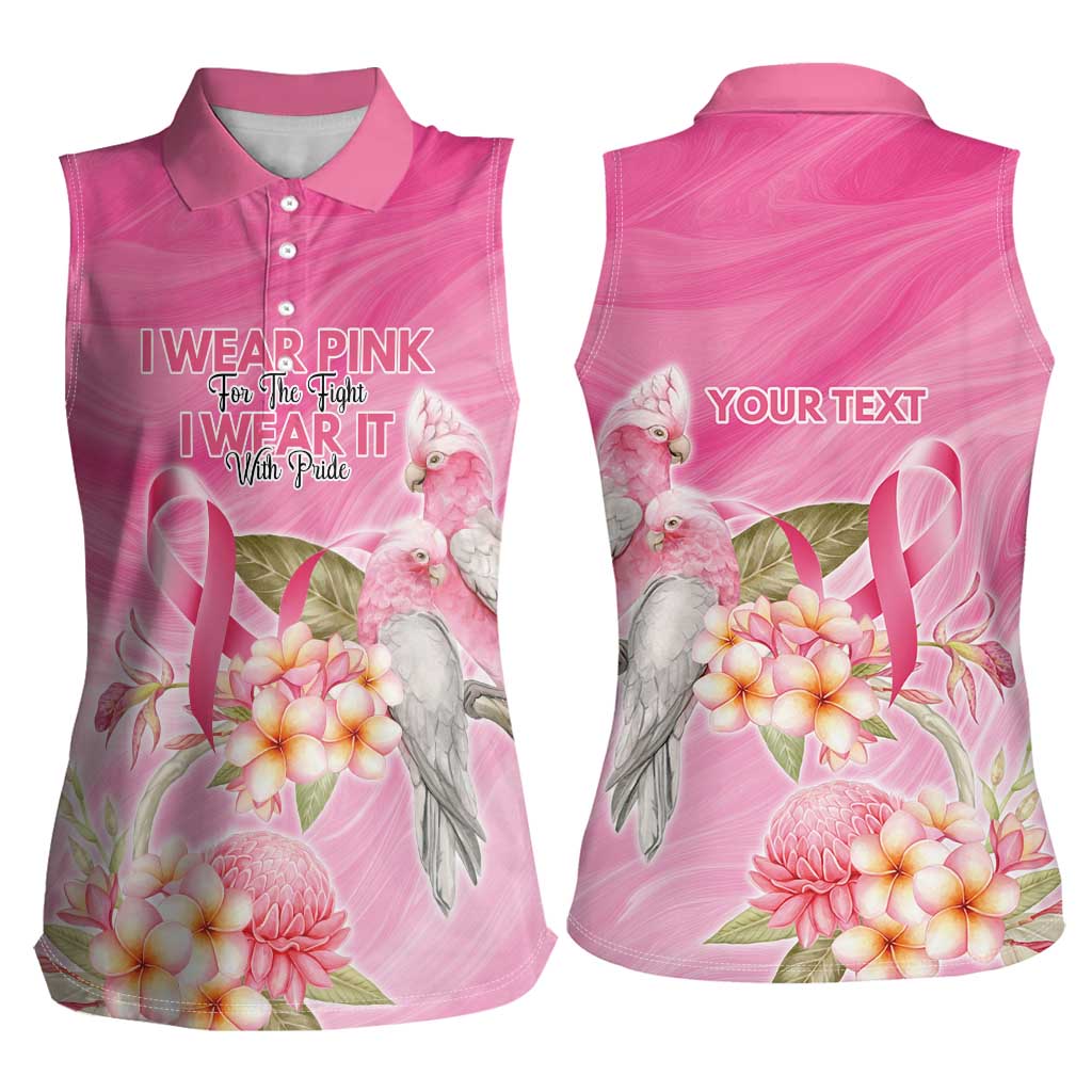 Personalised I Wear Pink For The Fight Women Sleeveless Polo Shirt Australian Breast Cancer Spirit - Aussie Hoodie