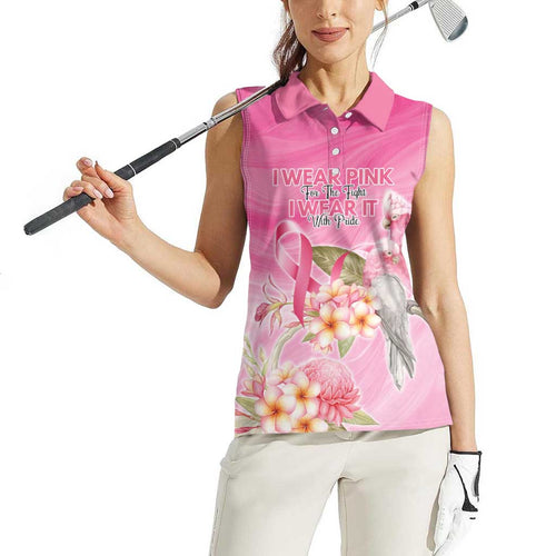 Personalised I Wear Pink For The Fight Women Sleeveless Polo Shirt Australian Breast Cancer Spirit - Aussie Hoodie