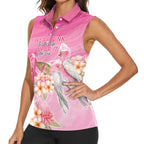 Personalised I Wear Pink For The Fight Women Sleeveless Polo Shirt Australian Breast Cancer Spirit - Aussie Hoodie