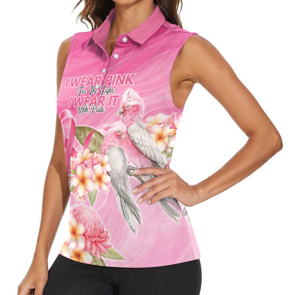 Personalised I Wear Pink For The Fight Women Sleeveless Polo Shirt Australian Breast Cancer Spirit - Aussie Hoodie