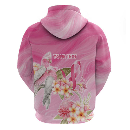 Personalised I Wear Pink For The Fight Zip Hoodie Australian Breast Cancer Spirit - Aussie Hoodie
