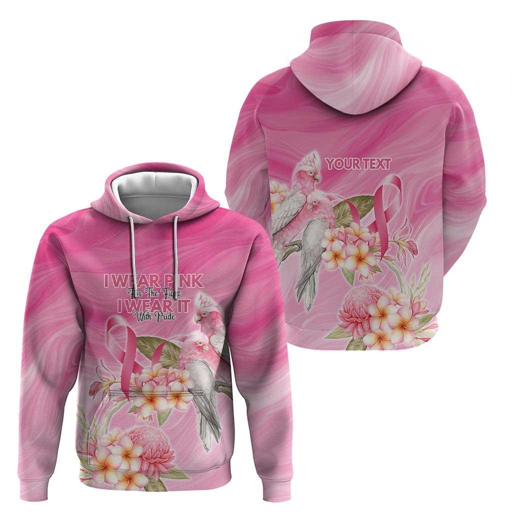 Personalised I Wear Pink For The Fight Zip Hoodie Australian Breast Cancer Spirit - Aussie Hoodie