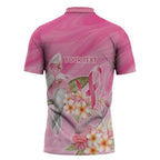 Personalised I Wear Pink For The Fight Zipper Polo Shirt Australian Breast Cancer Spirit - Aussie Hoodie
