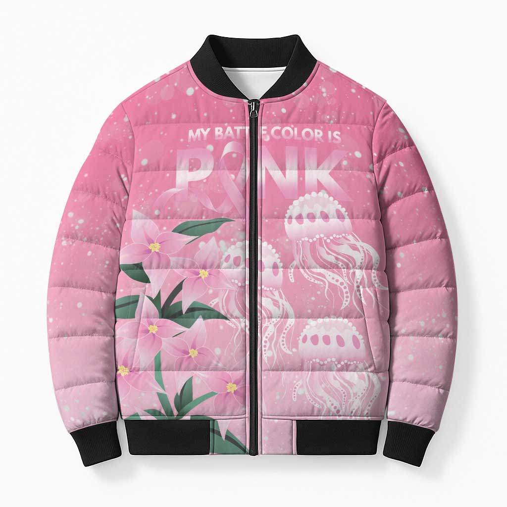 Personalised Pink Boronia of Hope Bomber Puffer Jacket Australia’s Fight Against Breast Cancer - Aussie Hoodie