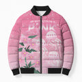 Personalised Pink Boronia of Hope Bomber Puffer Jacket Australia’s Fight Against Breast Cancer - Aussie Hoodie
