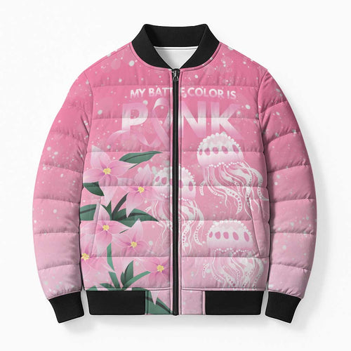 Personalised Pink Boronia of Hope Bomber Puffer Jacket Australia’s Fight Against Breast Cancer - Aussie Hoodie