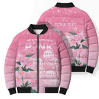 Personalised Pink Boronia of Hope Bomber Puffer Jacket Australia’s Fight Against Breast Cancer - Aussie Hoodie