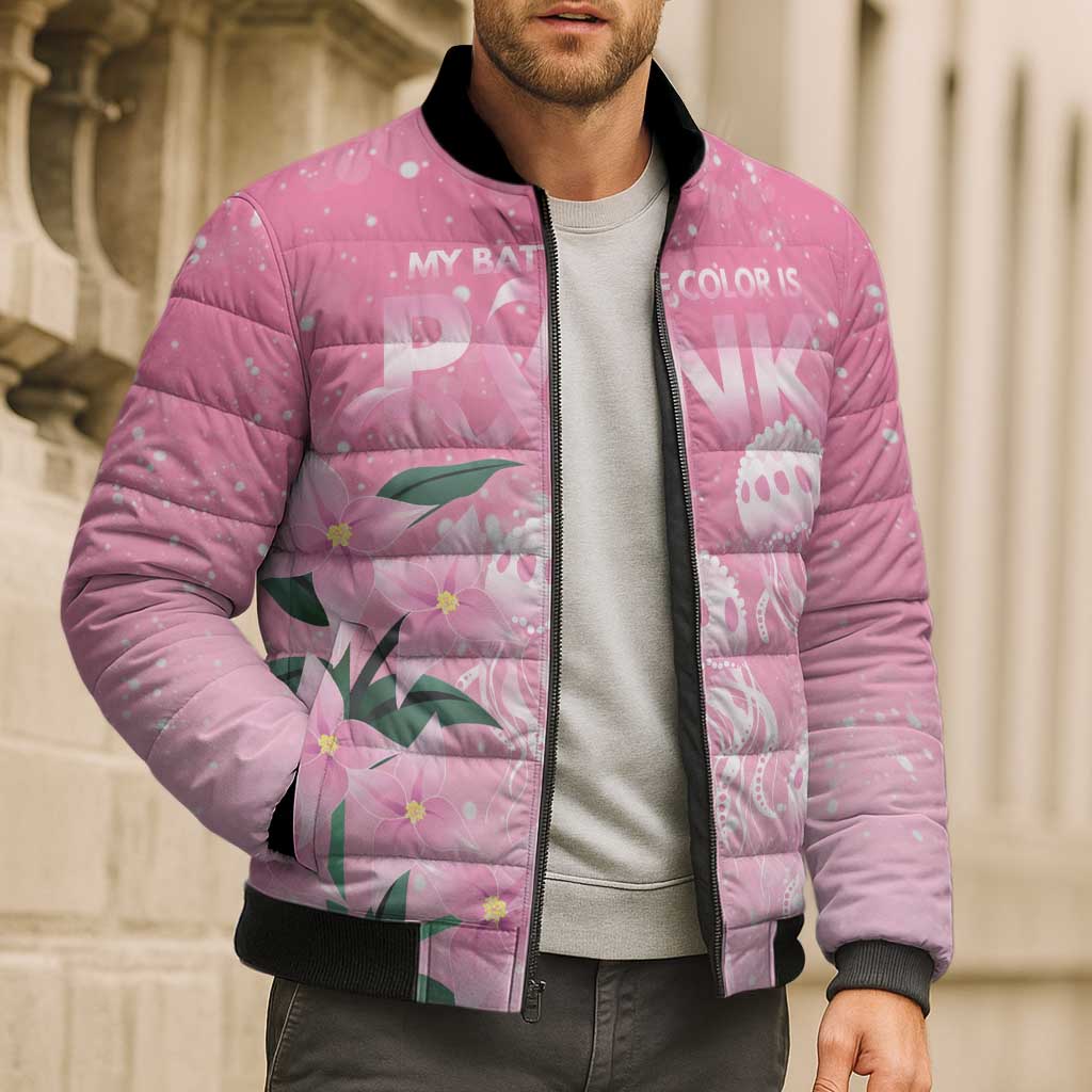 Personalised Pink Boronia of Hope Bomber Puffer Jacket Australia’s Fight Against Breast Cancer - Aussie Hoodie
