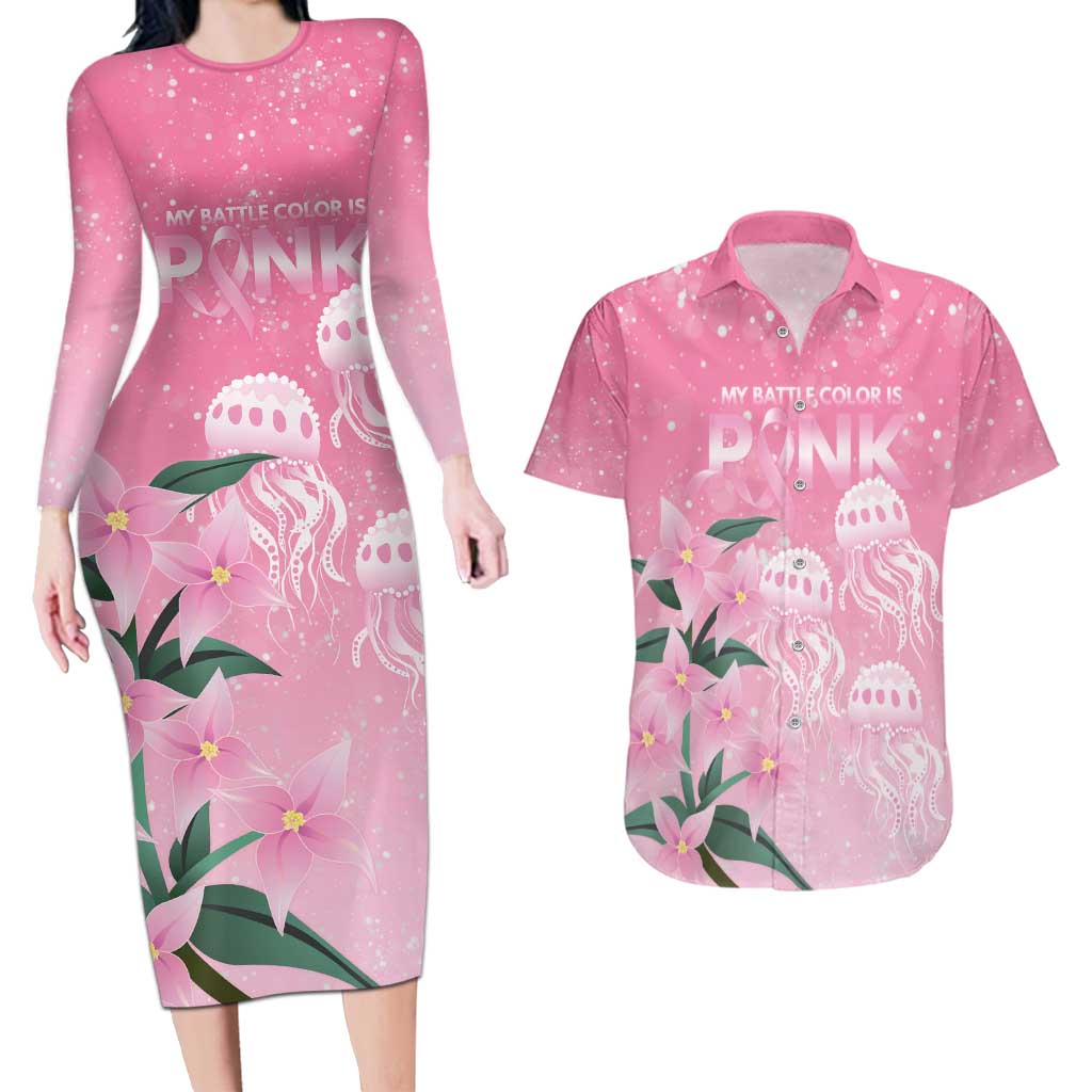 Personalised Pink Boronia of Hope Couples Matching Long Sleeve Bodycon Dress and Hawaiian Shirt Australia’s Fight Against Breast Cancer - Aussie Hoodie