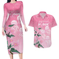 Personalised Pink Boronia of Hope Couples Matching Long Sleeve Bodycon Dress and Hawaiian Shirt Australia’s Fight Against Breast Cancer - Aussie Hoodie