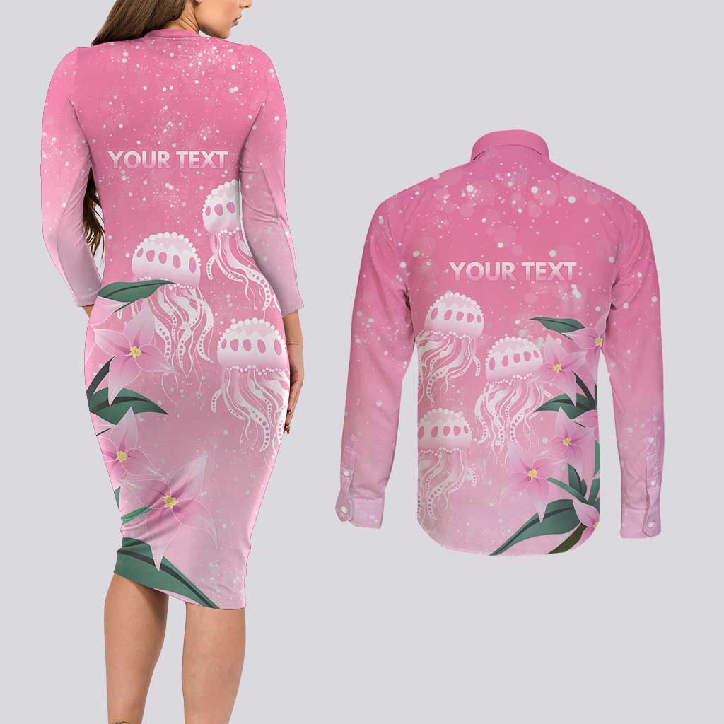 Personalised Pink Boronia of Hope Couples Matching Long Sleeve Bodycon Dress and Long Sleeve Button Shirt Australia’s Fight Against Breast Cancer - Aussie Hoodie