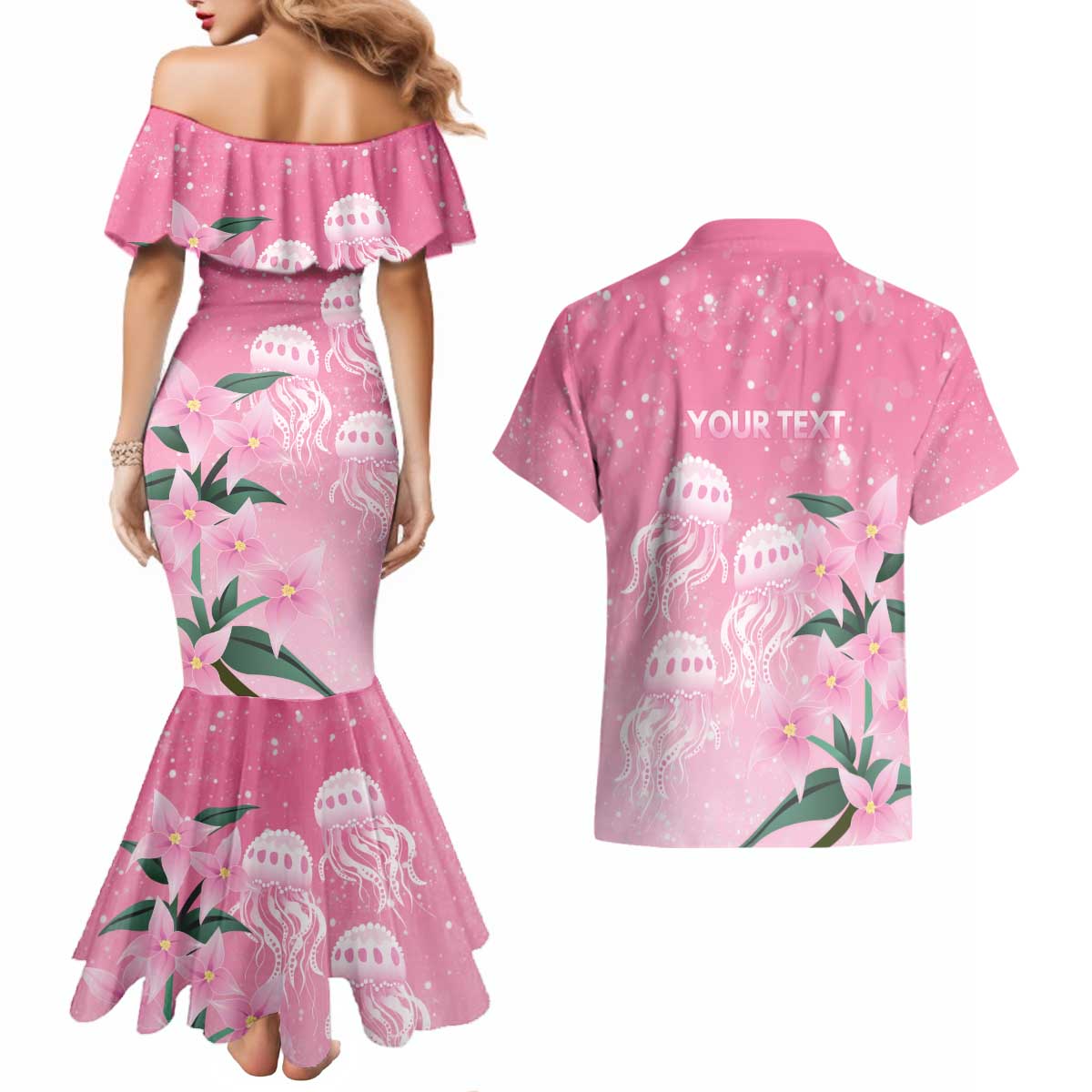 Personalised Pink Boronia of Hope Couples Matching Mermaid Dress and Hawaiian Shirt Australia’s Fight Against Breast Cancer - Aussie Hoodie