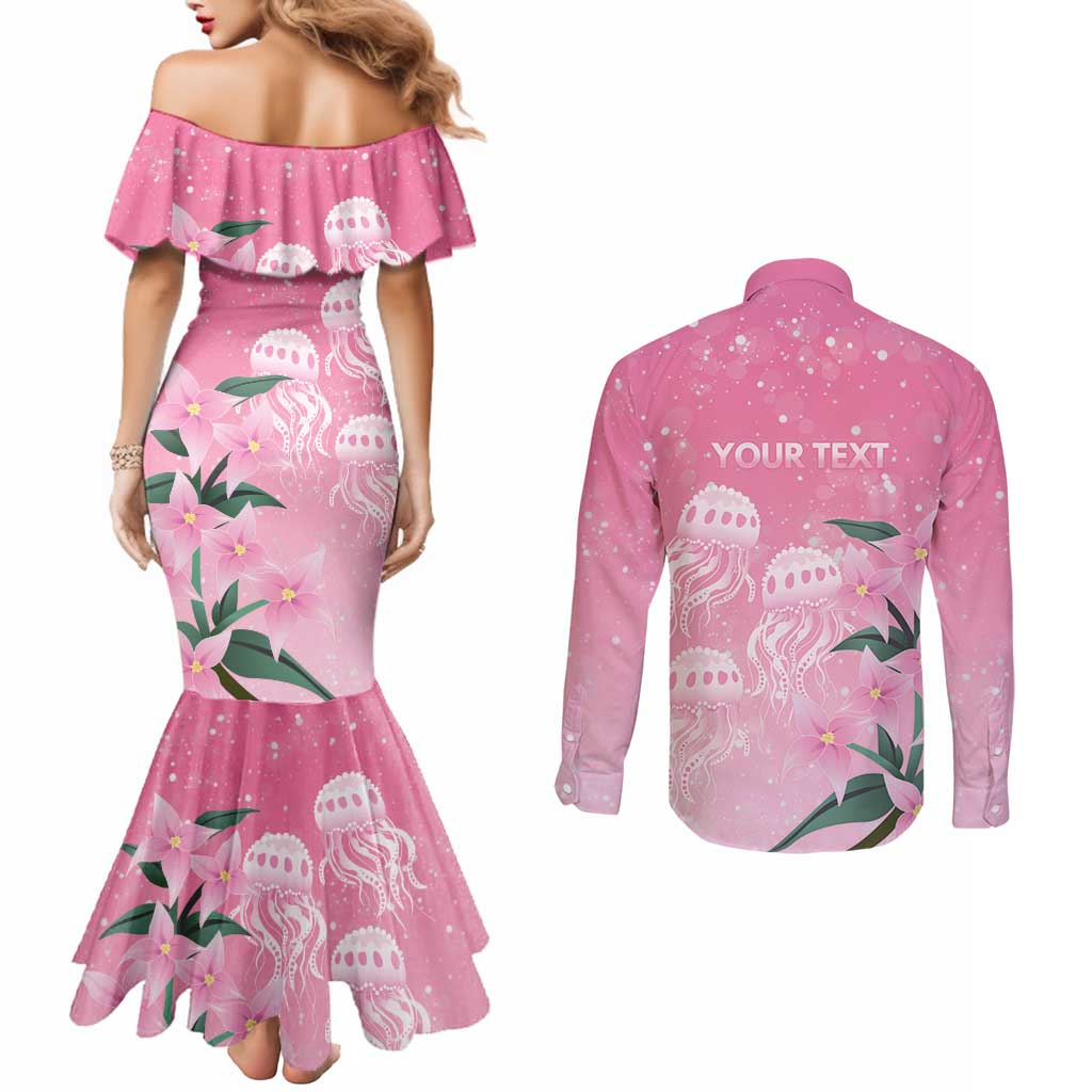 Personalised Pink Boronia of Hope Couples Matching Mermaid Dress and Long Sleeve Button Shirt Australia’s Fight Against Breast Cancer - Aussie Hoodie