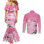 Personalised Pink Boronia of Hope Couples Matching Mermaid Dress and Long Sleeve Button Shirt Australia’s Fight Against Breast Cancer - Aussie Hoodie