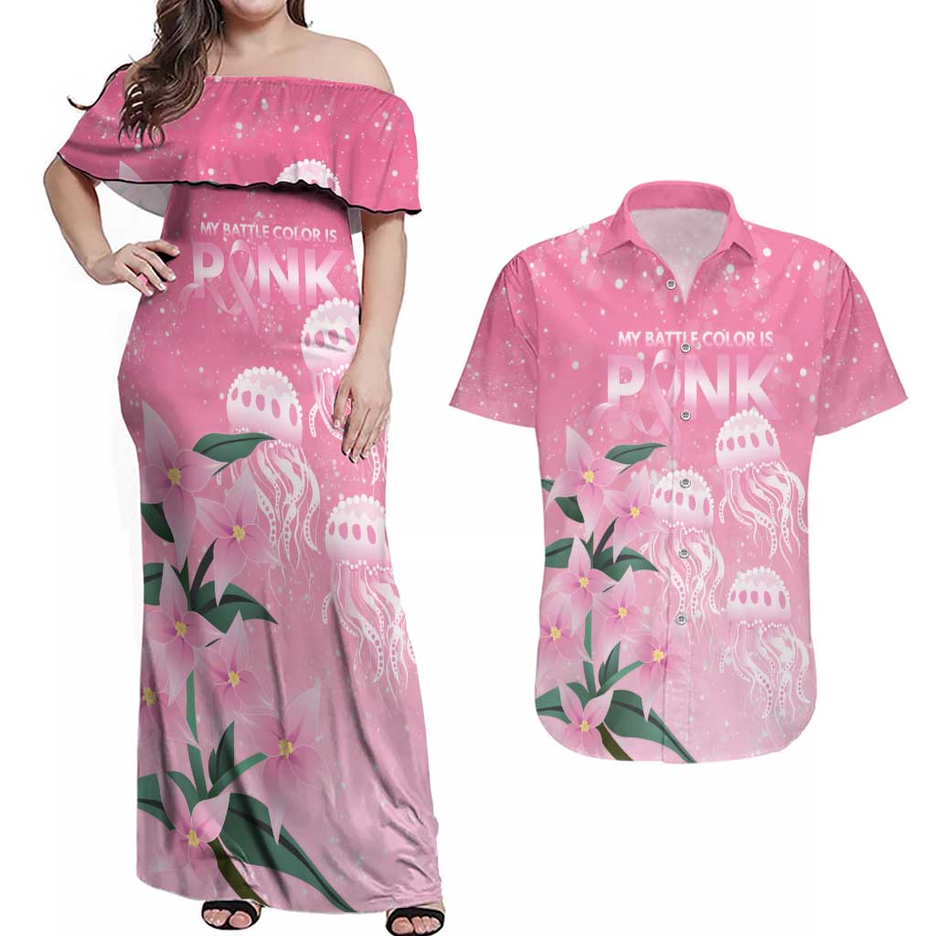 Personalised Pink Boronia of Hope Couples Matching Off Shoulder Maxi Dress and Hawaiian Shirt Australia’s Fight Against Breast Cancer - Aussie Hoodie