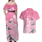 Personalised Pink Boronia of Hope Couples Matching Off Shoulder Maxi Dress and Hawaiian Shirt Australia’s Fight Against Breast Cancer - Aussie Hoodie