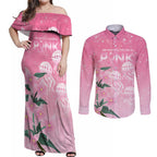 Personalised Pink Boronia of Hope Couples Matching Off Shoulder Maxi Dress and Long Sleeve Button Shirt Australia’s Fight Against Breast Cancer - Aussie Hoodie