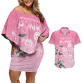 Personalised Pink Boronia of Hope Couples Matching Off Shoulder Short Dress and Hawaiian Shirt Australia’s Fight Against Breast Cancer - Aussie Hoodie