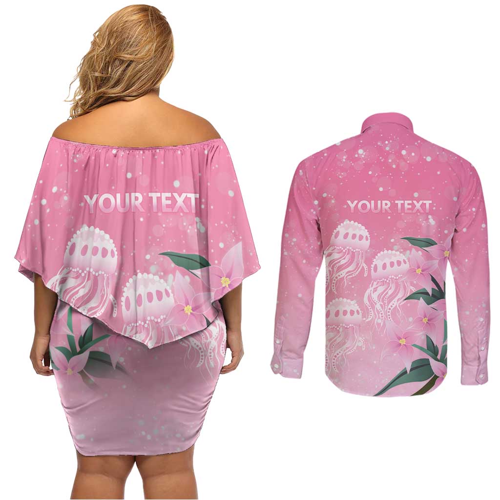 Personalised Pink Boronia of Hope Couples Matching Off Shoulder Short Dress and Long Sleeve Button Shirt Australia’s Fight Against Breast Cancer - Aussie Hoodie