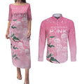 Personalised Pink Boronia of Hope Couples Matching Puletasi and Long Sleeve Button Shirt Australia’s Fight Against Breast Cancer - Aussie Hoodie