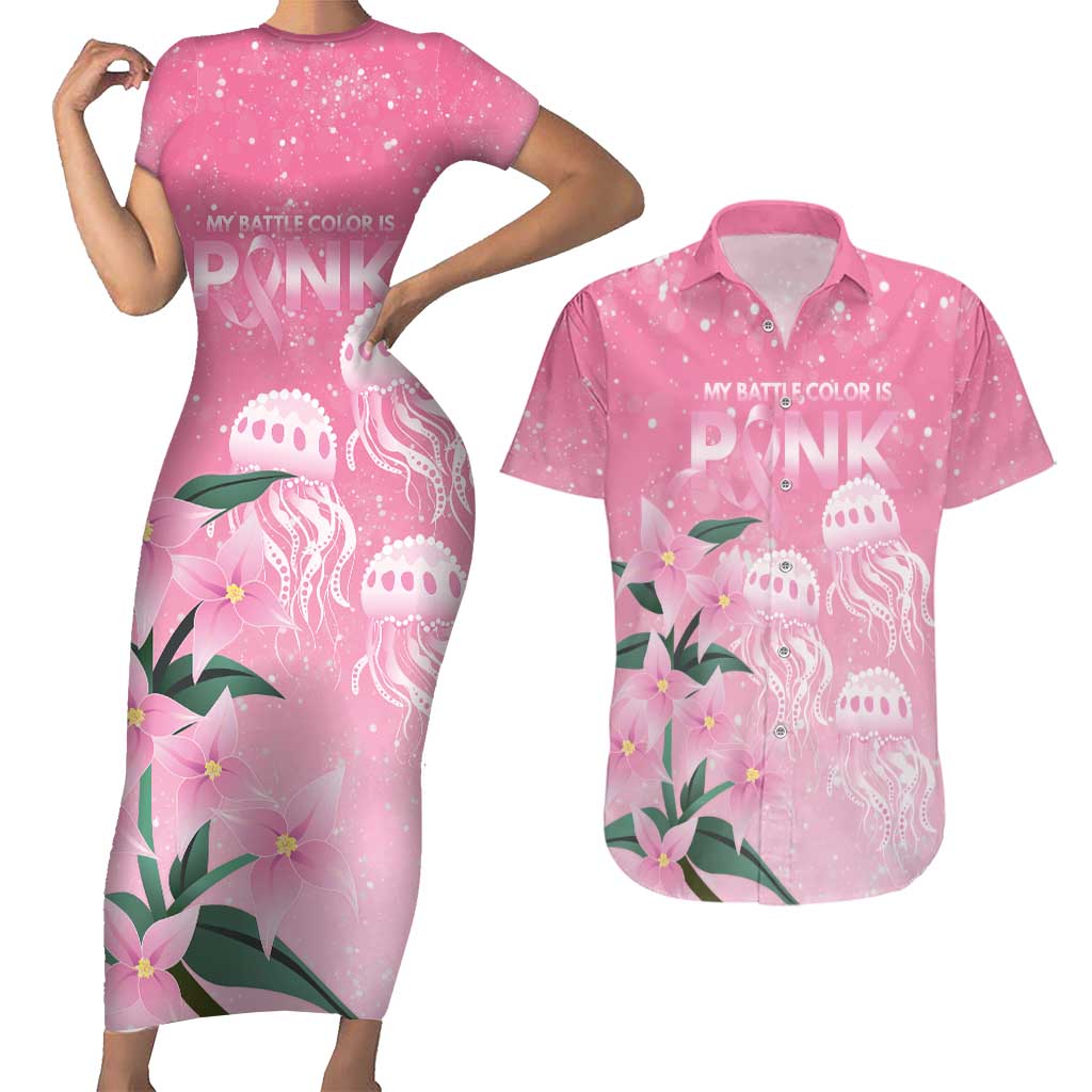 Personalised Pink Boronia of Hope Couples Matching Short Sleeve Bodycon Dress and Hawaiian Shirt Australia’s Fight Against Breast Cancer - Aussie Hoodie
