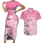 Personalised Pink Boronia of Hope Couples Matching Short Sleeve Bodycon Dress and Hawaiian Shirt Australia’s Fight Against Breast Cancer - Aussie Hoodie