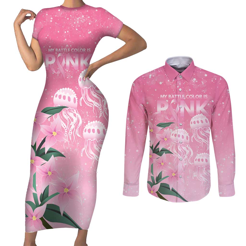 Personalised Pink Boronia of Hope Couples Matching Short Sleeve Bodycon Dress and Long Sleeve Button Shirt Australia’s Fight Against Breast Cancer - Aussie Hoodie