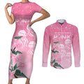 Personalised Pink Boronia of Hope Couples Matching Short Sleeve Bodycon Dress and Long Sleeve Button Shirt Australia’s Fight Against Breast Cancer - Aussie Hoodie